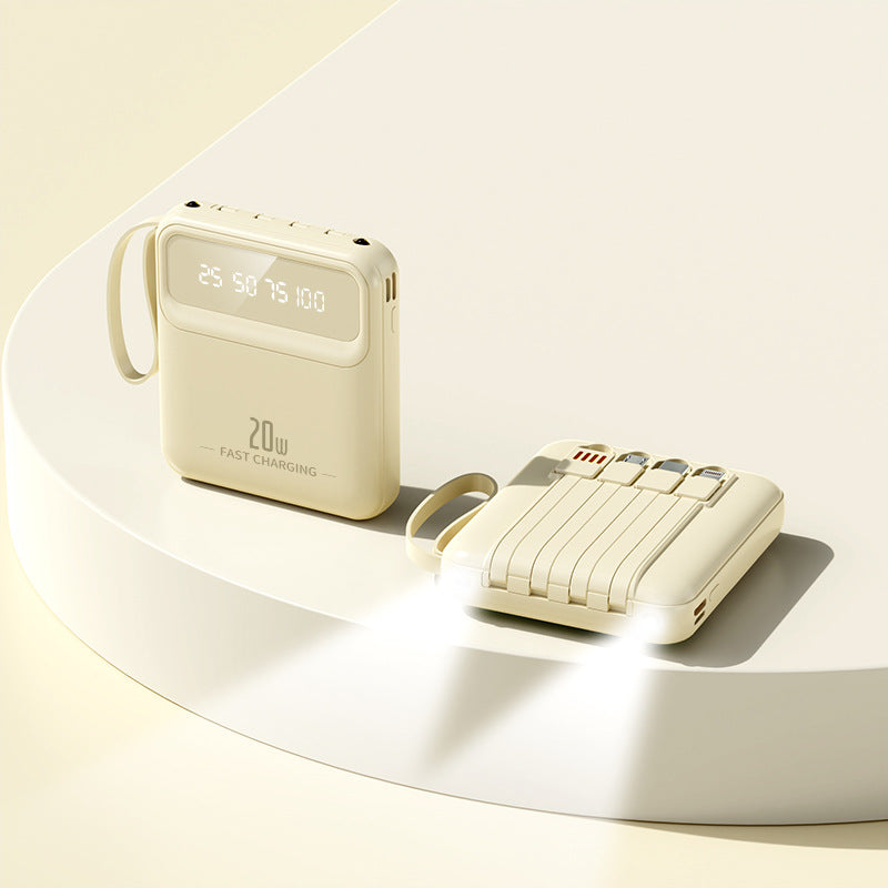 Mini 20000 MA Portable Power Bank With Cable