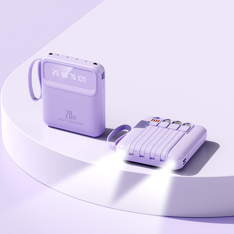Mini 20000 MA Portable Power Bank With Cable
