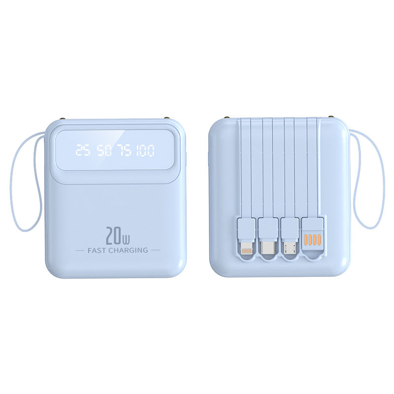 Mini 20000 MA Portable Power Bank With Cable
