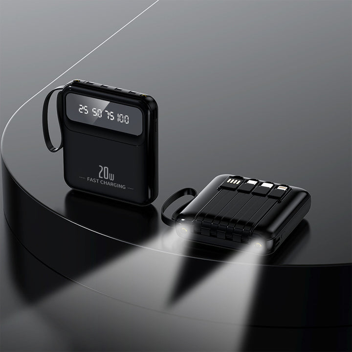 Mini 20000 MA Portable Power Bank With Cable