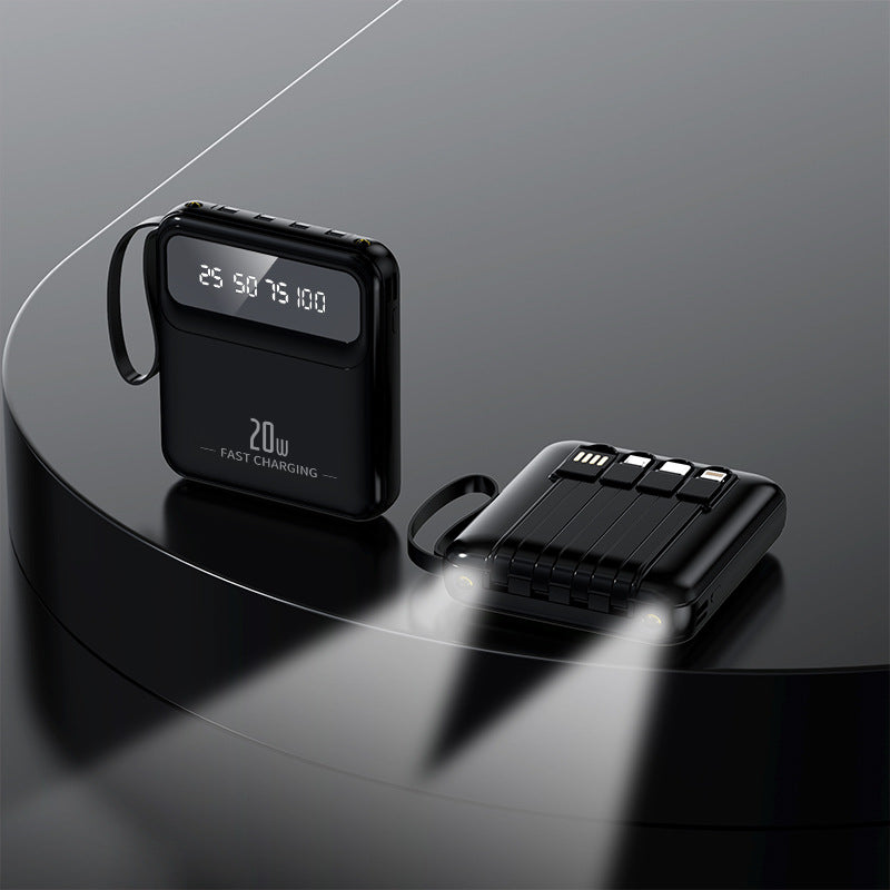 Mini 20000 MA Portable Power Bank With Cable