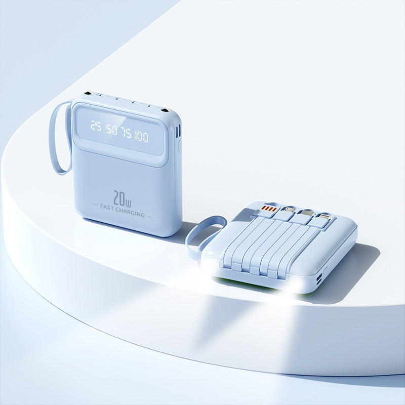 Mini 20000 MA Portable Power Bank With Cable